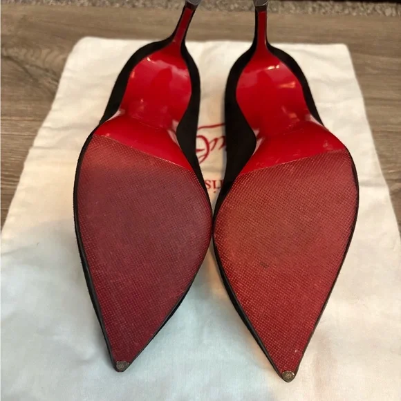 Christian Louboutin Black Suede Pointed Pumps - Picture 5 of 6